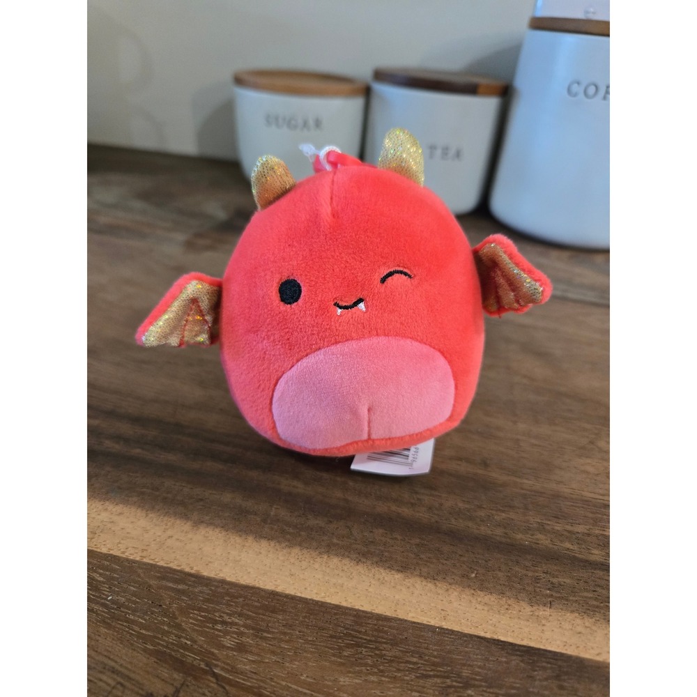 Squishmallows Karlie the Devil Red Gold Wings 3.5 Inch Halloween Plush Clip NWT